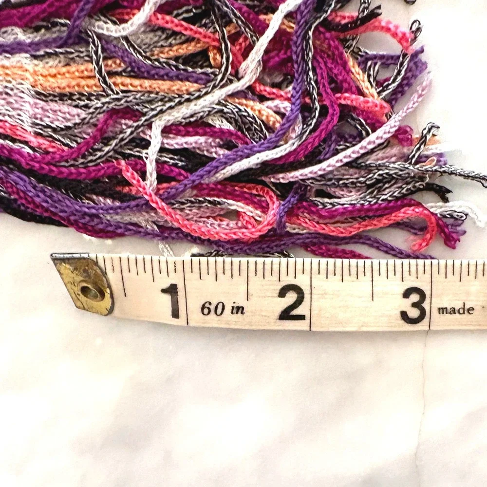 Missoni Brown Label Foulard Space Dye Stripe Fringe Scarf Purple Pink Italy 68
